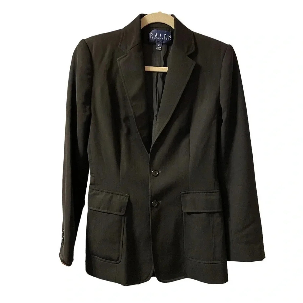 RALPH LAUREN BLUE LABEL CLASSIC BLACK TWO BUTTON BLAZER
